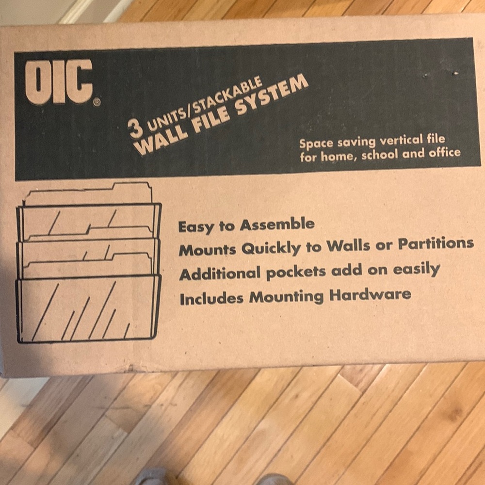 Officemate 3 unit wall mounted stacking file (letter) system in smoke gray